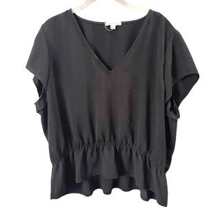 J Crew Mercantile Black Cap Sleeve V-Neck‎ Top XXL